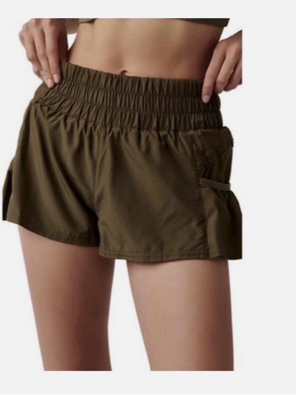 NWOT FP Movement by Free People 'Get Your Flirt On' shorts in a olive green L